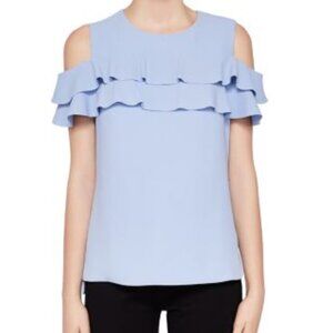 Ted Baker London Off Top Blouse Womens 2 Ruffle Cold Shoulder Party Event Hopee